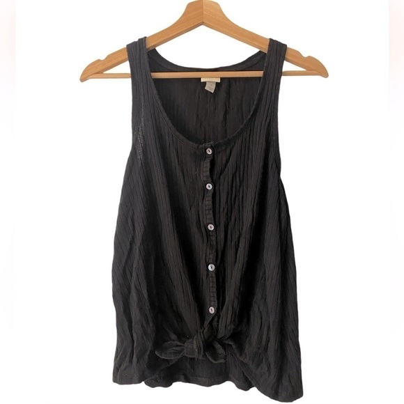 A NEW DAY BLACK TIE SLEEVELESS BLOUSE SIZE SMALL - Picture 1 of 3